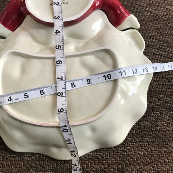 Fitz And Floyd Renaissance Santa Server Hand-Painted 12 1/2" Christmas Dish - Picture 14 of 14